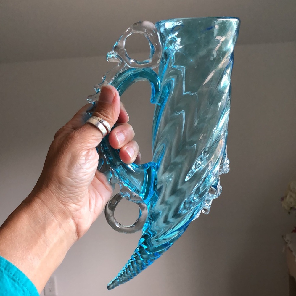 Blown Glass Drinking Horn Stein Renaissance Art Swirl Viking Artisan Garb